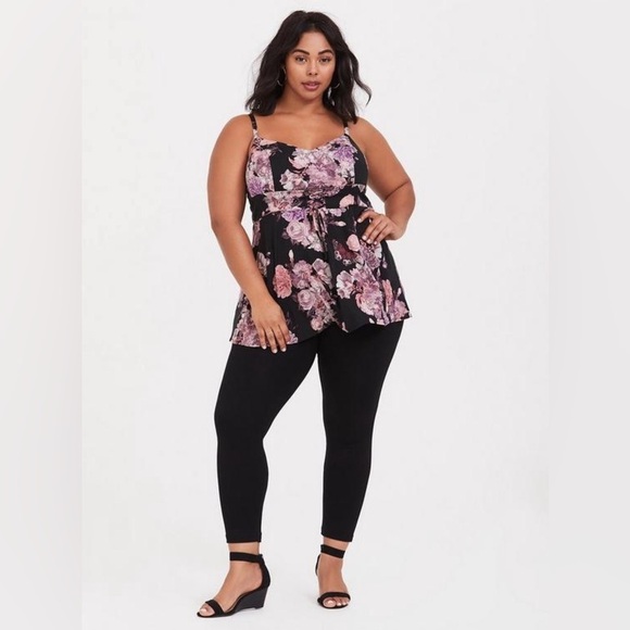 Torrid Black Floral Challis Corset Cami Size 0 Large - Picture 9 of 9
